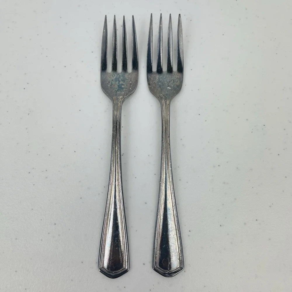 Vintage Oneida Hotel Silver Plate Set of 2 Salad Forks Flatware